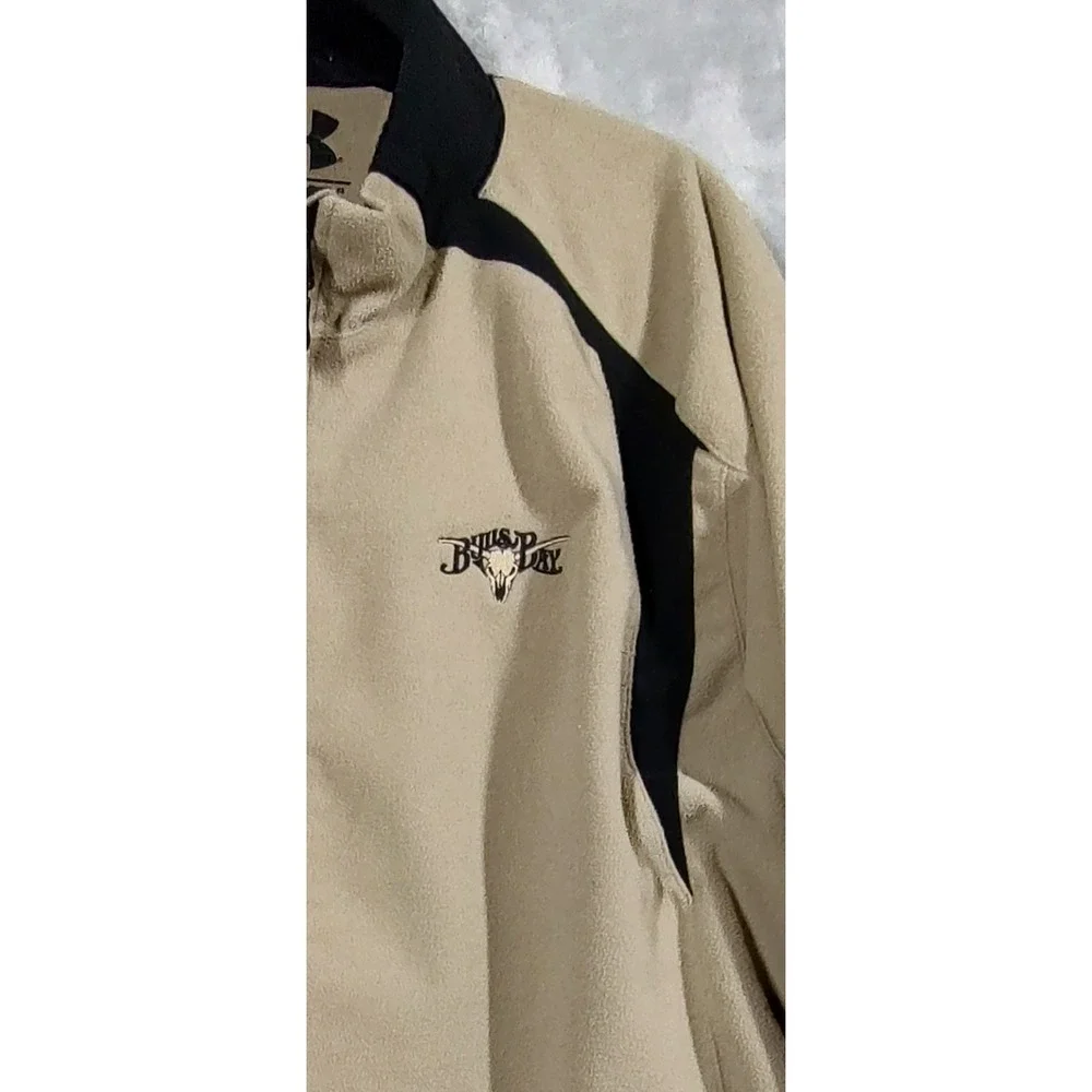 Under Armour Mens Golf Wear DNA Full Zip Fleece Jacket Tan Black Large RN 49314